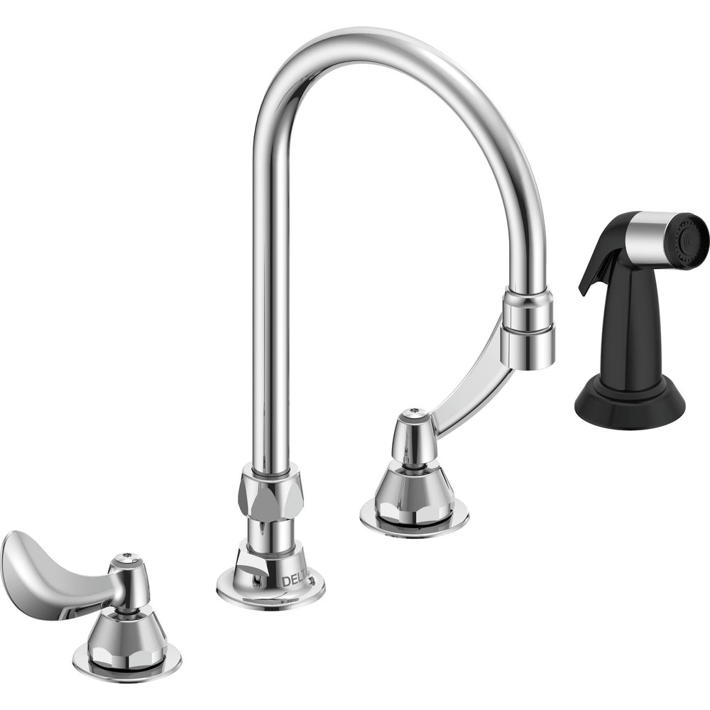 Delta Commercial 27C1934 Two-Handle Deck-Mount Sink Faucet with Side Spray - Chrome
