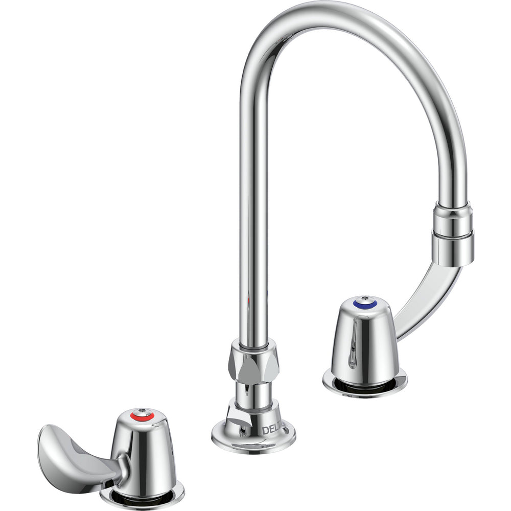 Delta Commercial 27C2922 Two-Handle Deck-Mount Sink Faucet with Gooseneck Spout - Chrome