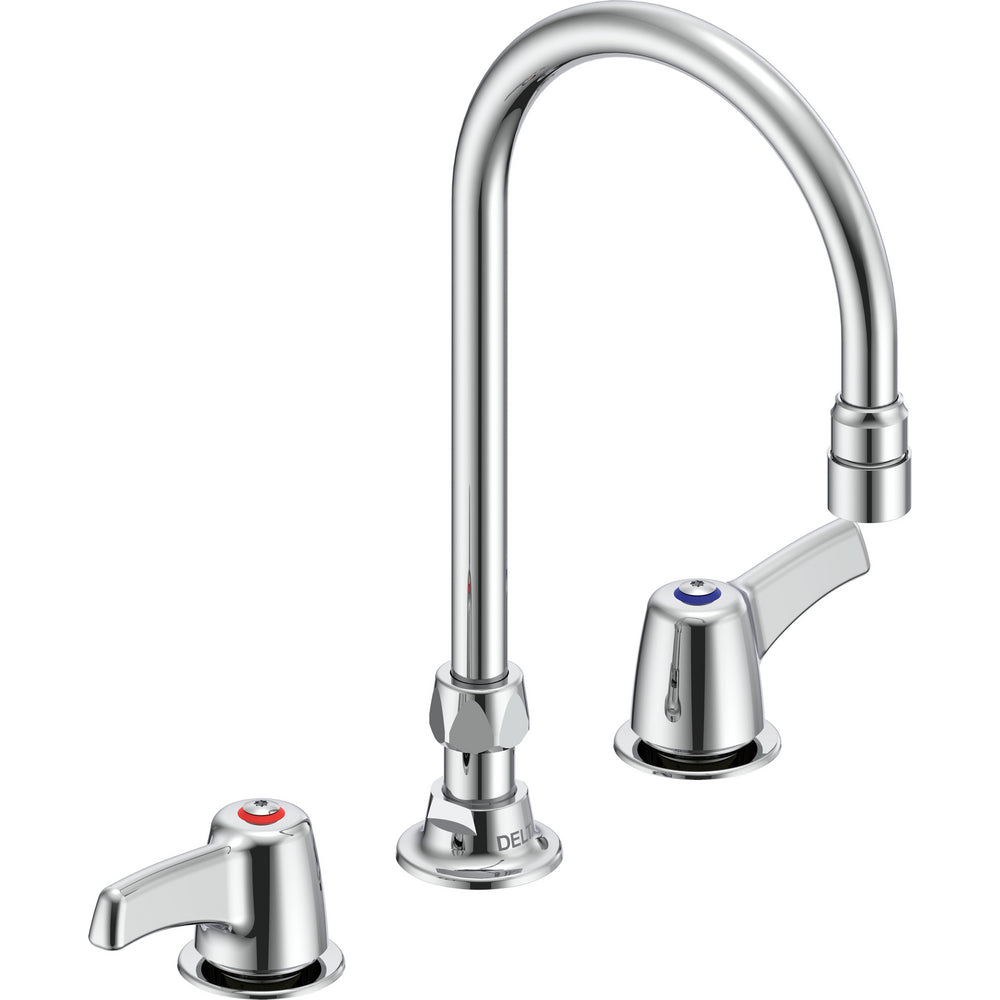 Delta Commercial 27C2923 Two-Handle Deck-Mount Sink Faucet with Gooseneck Spout - Chrome