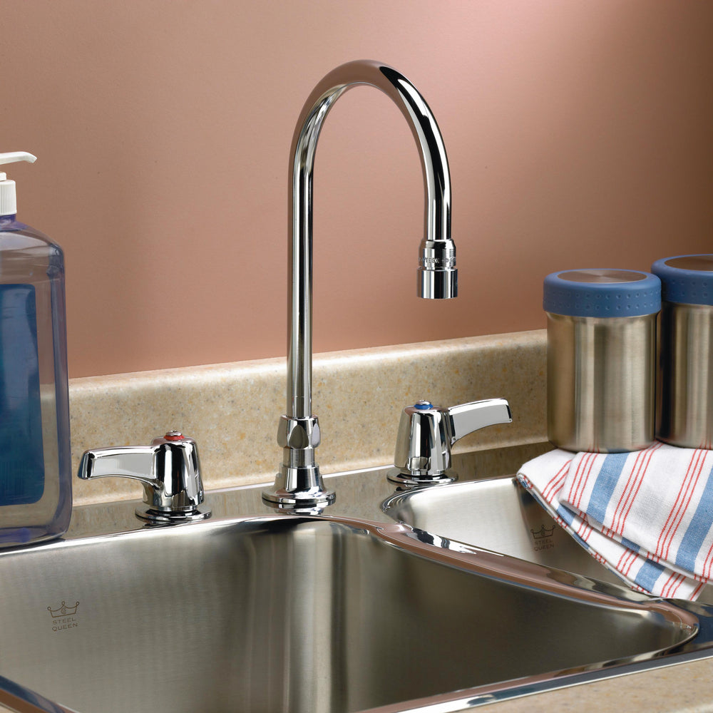 Delta Commercial 27C2943 Two-Handle Deck-Mount Sink Faucet with Gooseneck Spout