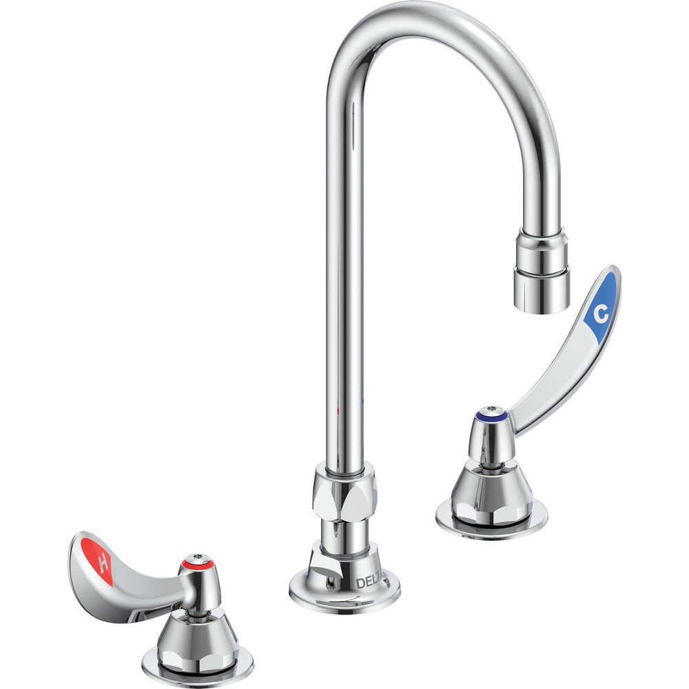 Delta Commercial 27C2924-R2TI Two-Handle Deck-Mount Sink Faucet with Gooseneck Spout