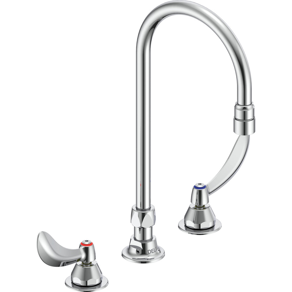 Delta Commercial 27C2924-R5 Two-Handle Deck-Mount Sink Faucet with Gooseneck Spout - Chrome