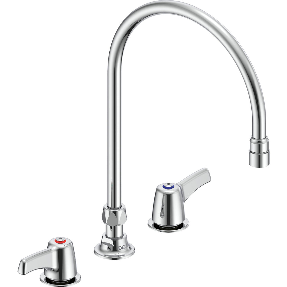 Delta Commercial 27C2933-R7 Two-Handle Deck-Mount Sink Faucet with Gooseneck Spout - Chrome