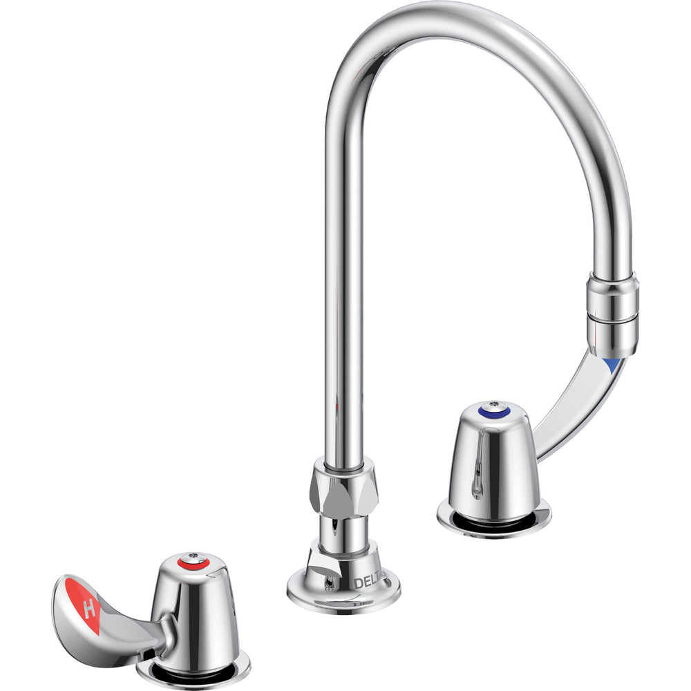 Delta Commercial 27C2942-LS-TI Two-Handle Deck-Mount Sink Faucet with Limited Swing Spout