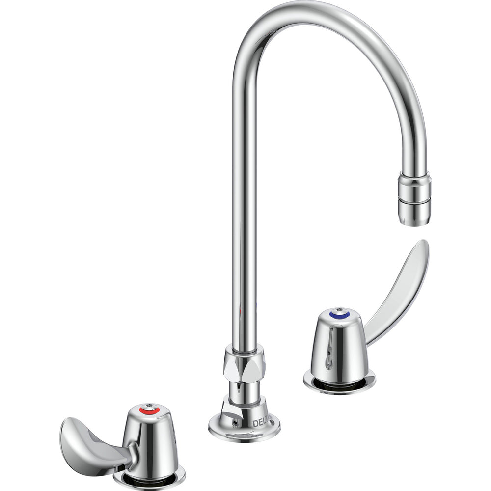 Delta Commercial 27C2942-R5 Two-Handle Deck-Mount Sink Faucet with Gooseneck Spout - Chrome