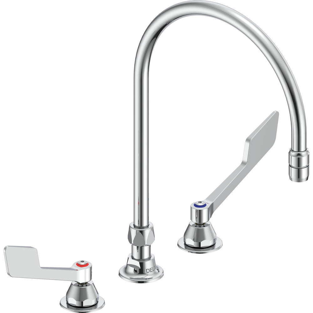 Delta Commercial 27C2945-R7 Two-Handle Deck-Mount Sink Faucet with Gooseneck Spout - Chrome