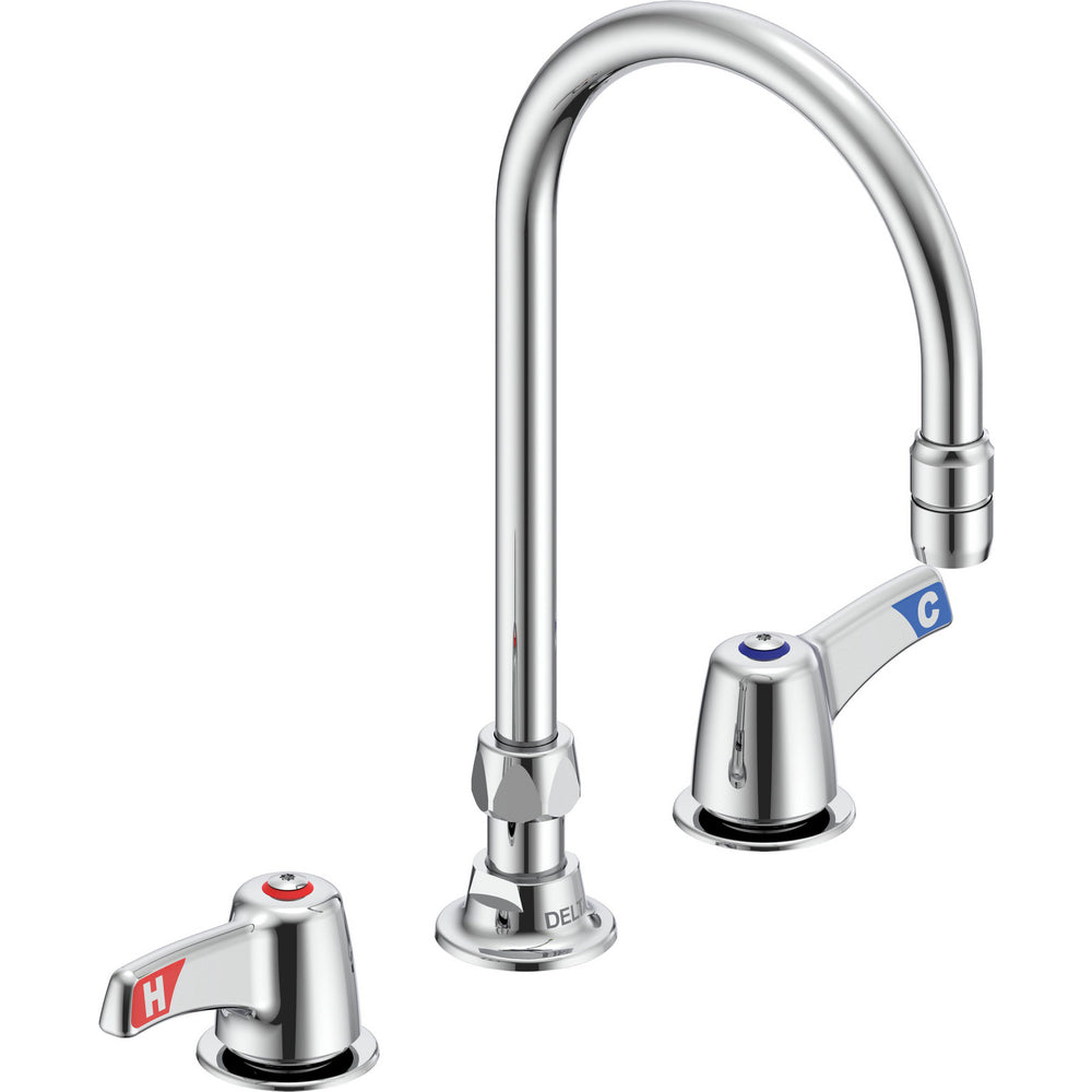 Delta Commercial 27C2953-LS-TI Two-Handle Deck-Mount Sink Faucet with Gooseneck Spout