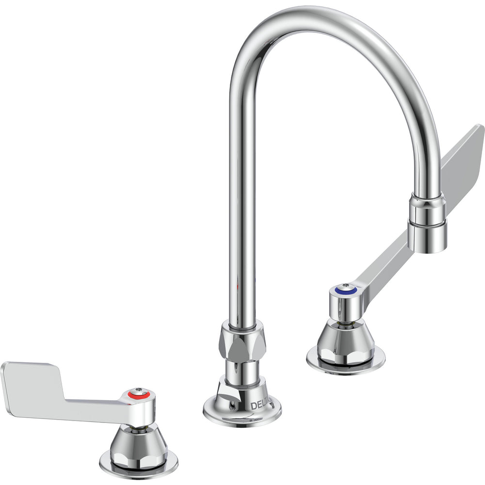 Delta Commercial 27C2955 Two-Handle Deck-Mount Sink Faucet with Gooseneck Spout - Chrome