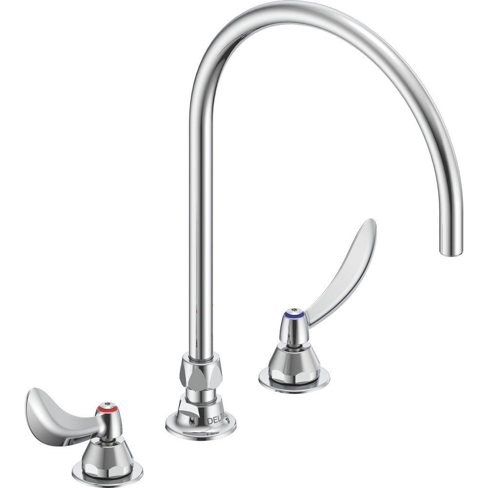 Delta Commercial 27C2962-R7 Two-Handle Deck-Mount Sink Faucet with Smooth End Gooseneck Spout - Chrome