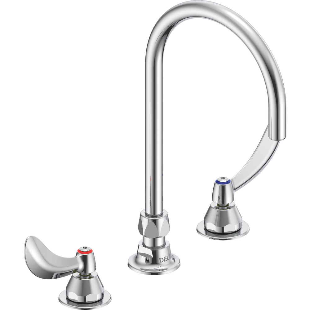 Delta Commercial 27C2964 Two-Handle Deck-Mount Sink Faucet with Gooseneck Spout - Chrome