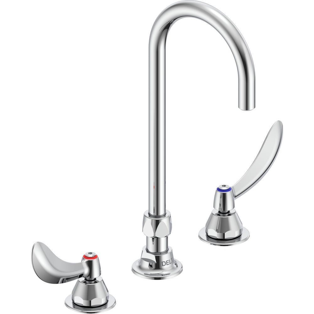 Delta Commercial 27C2964-R2 Two-Handle Deck-Mount Sink Faucet with Gooseneck Spout - Chrome