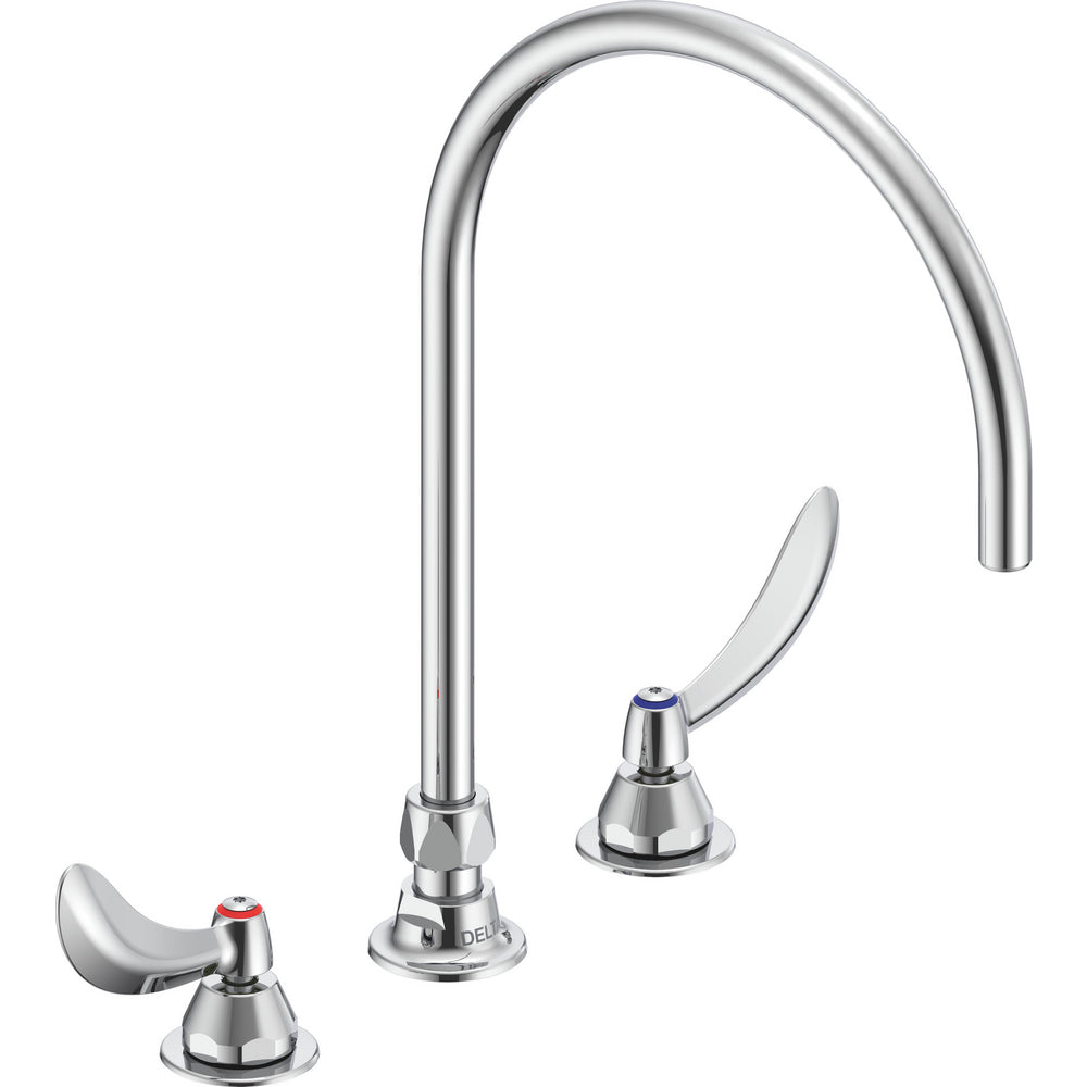 Delta Commercial 27C2964-R7 Two-Handle 8" Widespread Deck-Mount Sink Faucet with Gooseneck Spout - Polished Chrome