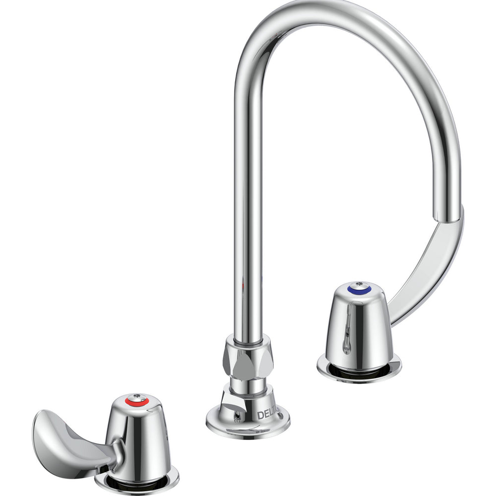 Delta Commercial 27C2972 Two-Handle Deck-Mount Sink Faucet with Gooseneck Spout - Chrome