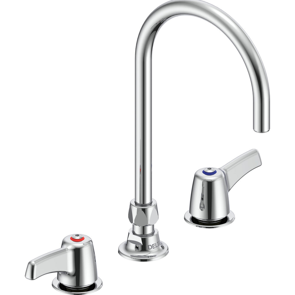 Delta Commercial 27C2973 Two-Handle Deck-Mount Sink Faucet with Gooseneck Spout
