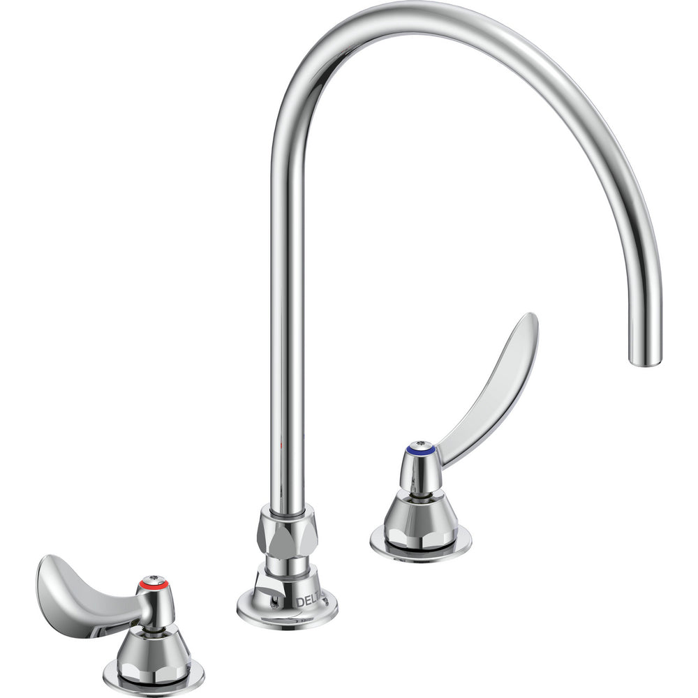 Delta Commercial 27C2974-R7 Two-Handle Deck-Mount Sink Faucet with Gooseneck Spout - Chrome