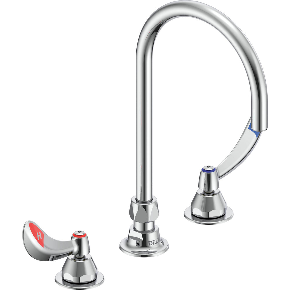 Delta Commercial 27C2974-TI Two-Handle Deck-Mount Sink Faucet with Gooseneck Spout - Chrome