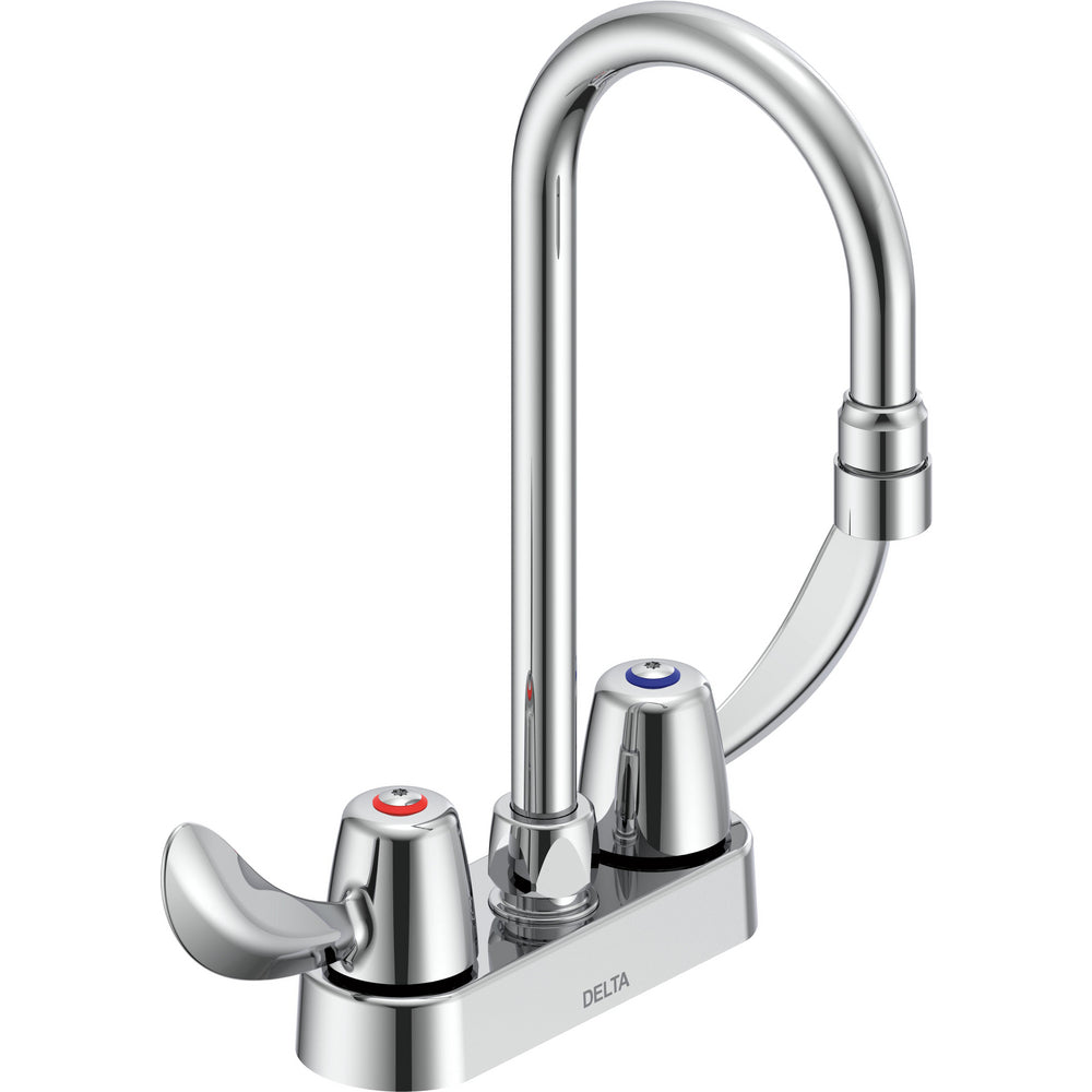 Delta Commercial 27C4852 Two-Handle Centerset Deck-Mount Sink Faucet with Gooseneck Spout - Chrome