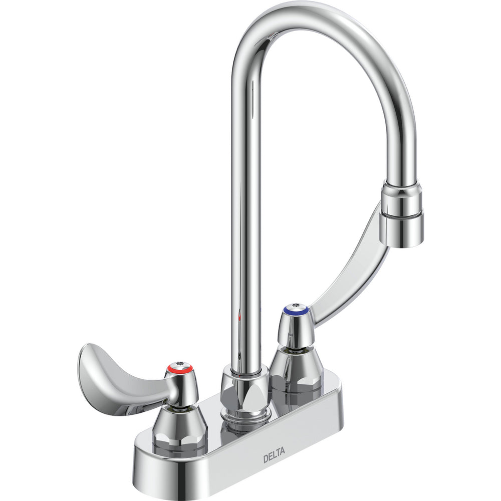 Delta Commercial 27C4854 Two-Handle Centerset Deck-Mount Sink Faucet with Gooseneck Spout - Chrome