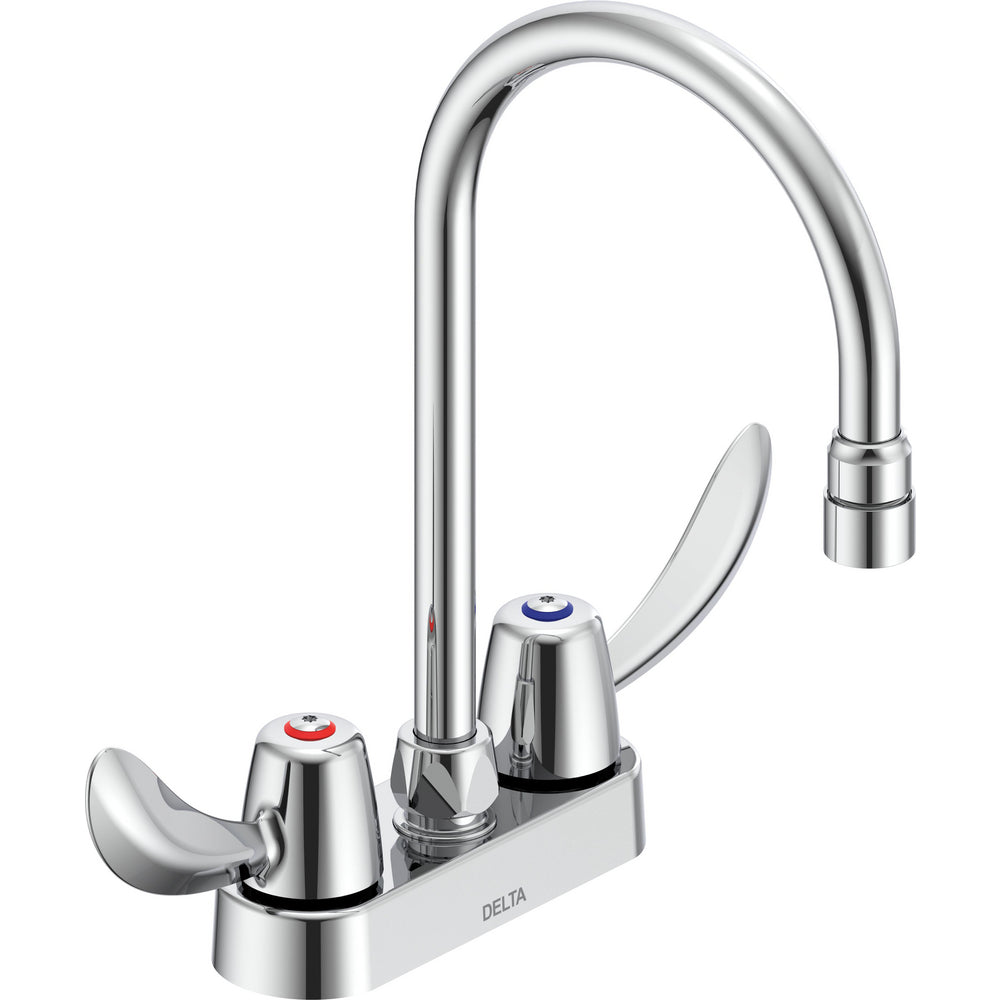Delta Commercial 27C4952-LS Two-Handle Centerset Deck-Mount Sink Faucet with Limited Swing Gooseneck Spout - Chrome