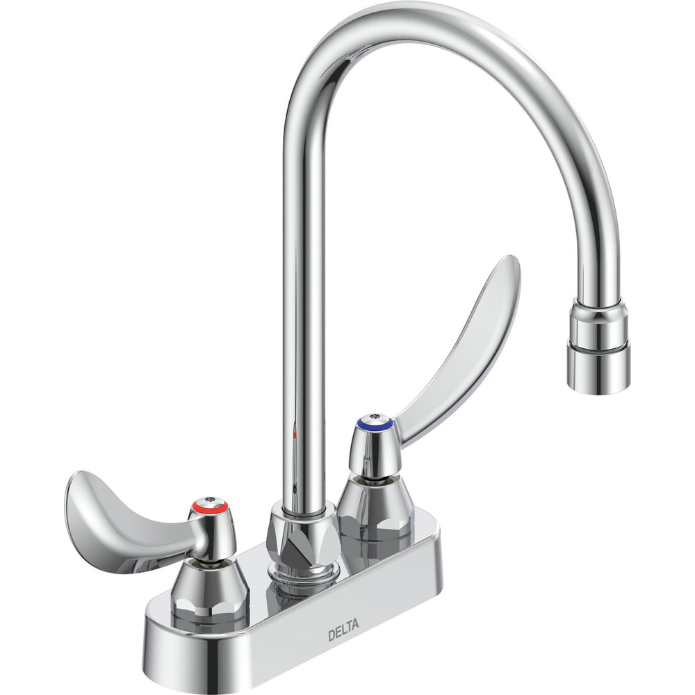 Delta Commercial 27C4954 Two-Handle Centerset Deck-Mount Sink Faucet with Gooseneck Spout - Chrome