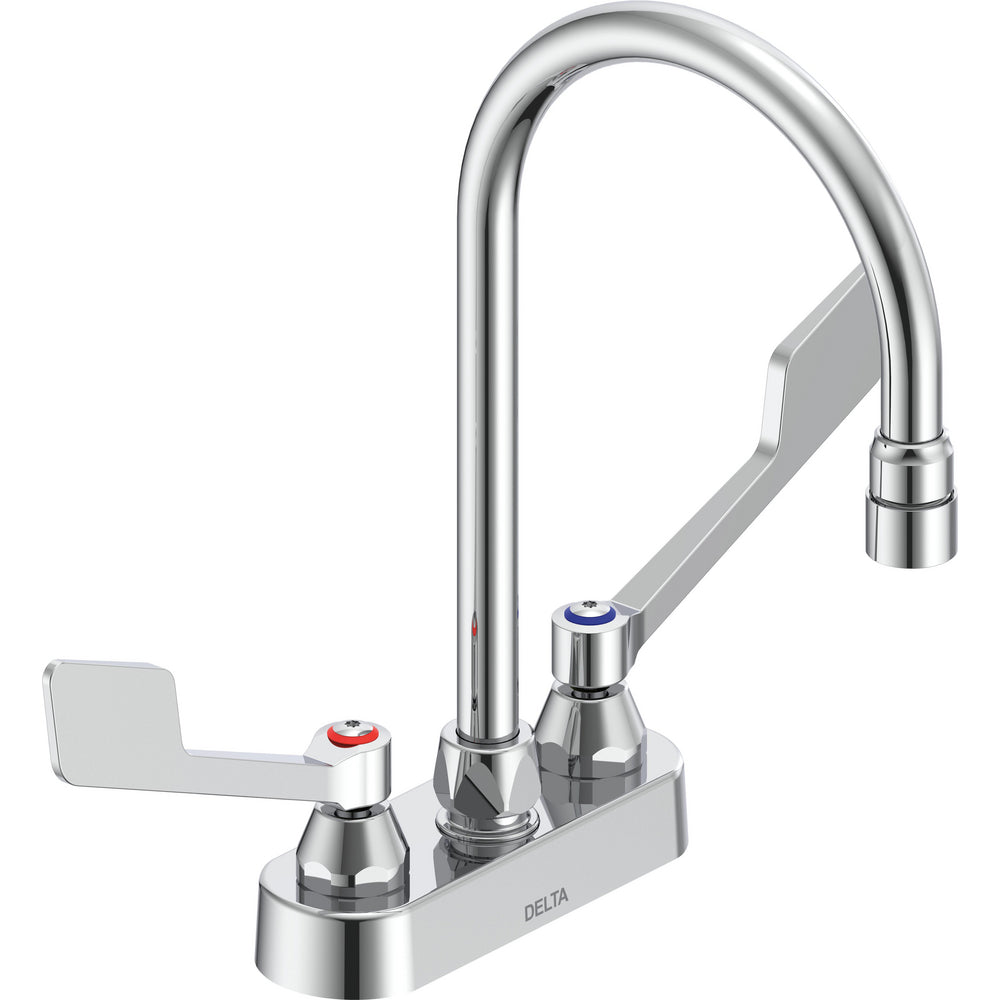 Delta Commercial 27C4955 Two-Handle Centerset Deck-Mount Sink Faucet with Gooseneck Spout - Chrome