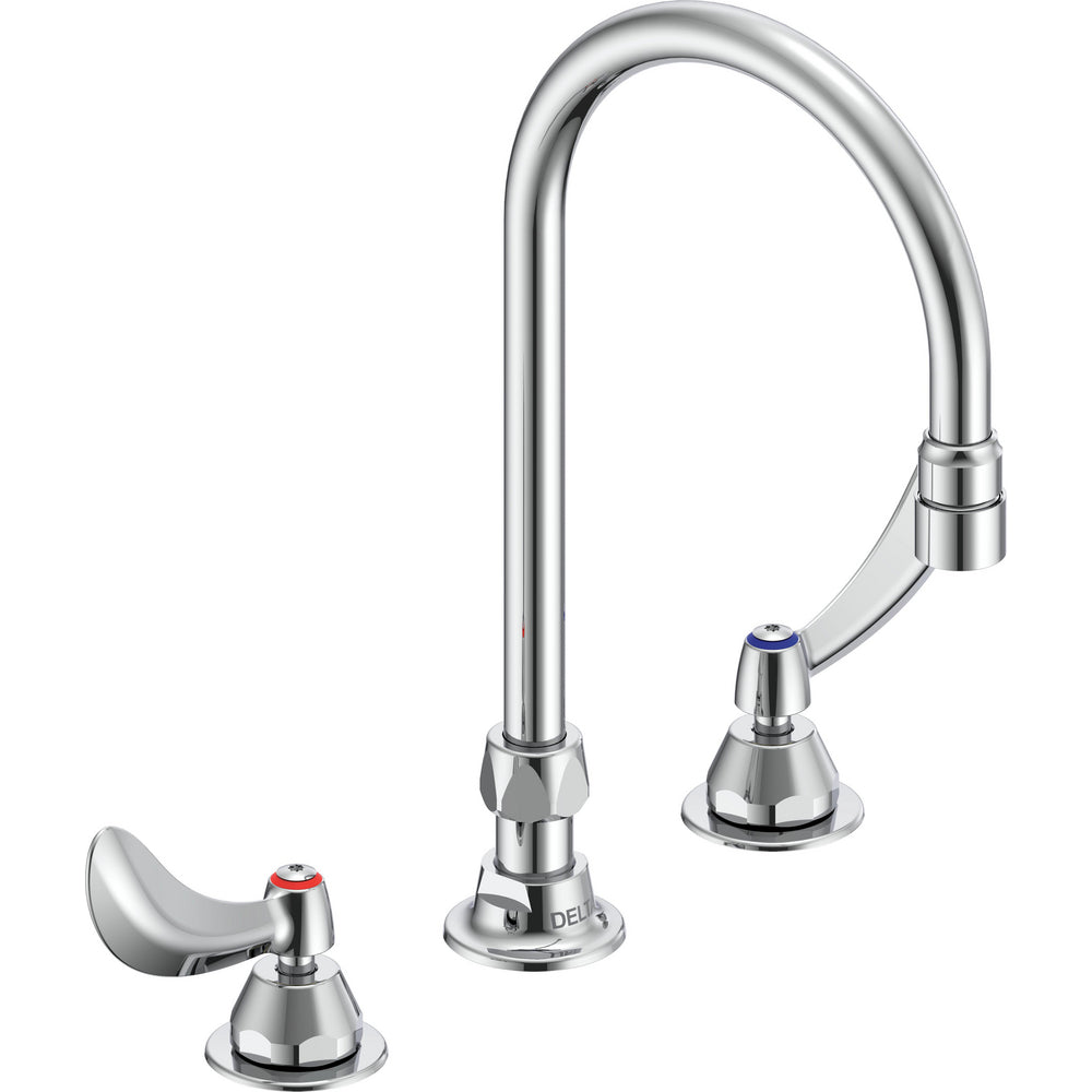 Delta Commercial 27T2934 Two-Handle Deck-Mount Sink Faucet with Gooseneck Spout - Chrome