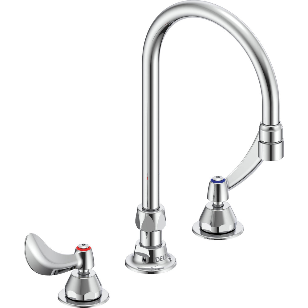 Delta Commercial 27T2944 Two-Handle Deck-Mount Sink Faucet with Gooseneck Spout - Chrome
