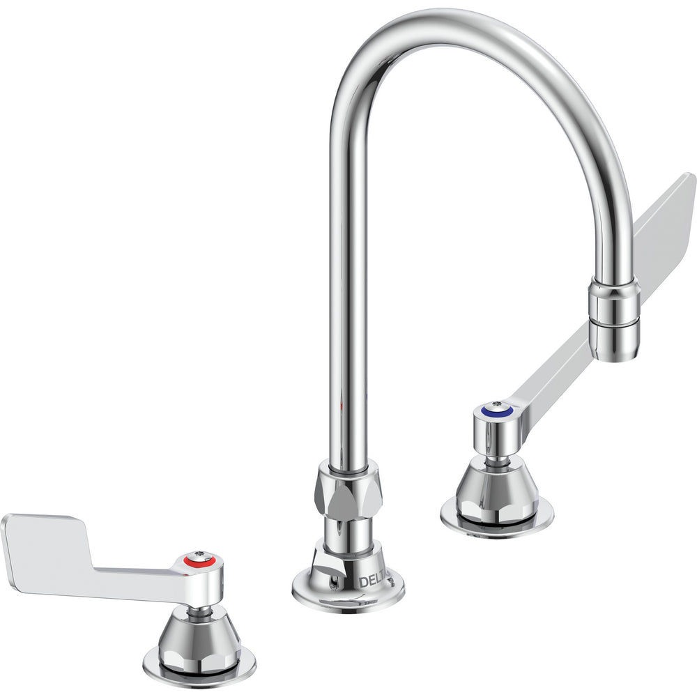 Delta Commercial 27T2945 Two-Handle Deck-Mount Sink Faucet with Gooseneck Spout
