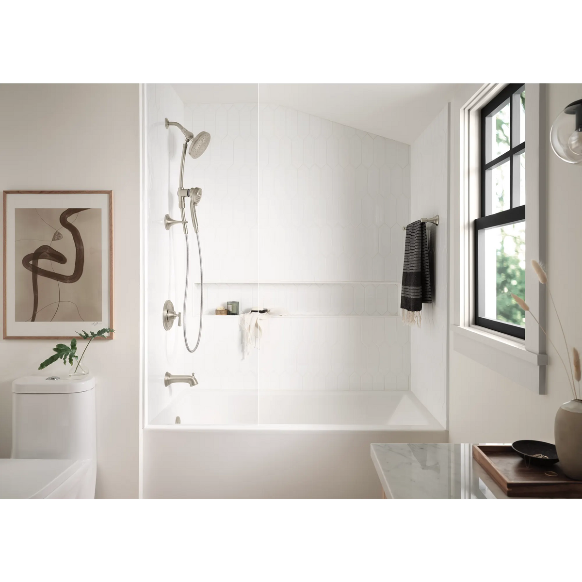 Moen Engage Six-Function 6-1/2" Diameter Spray Head Standard with Handshower 28501 in Spot Resist Brushed Nickel (28501SRN) - view 4