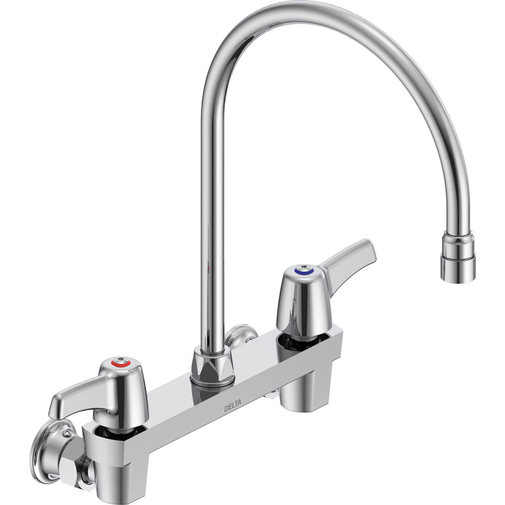 Delta Commercial 28C4933-R7 Two-Handle Wall-mount Sink Faucet with Gooseneck Spout