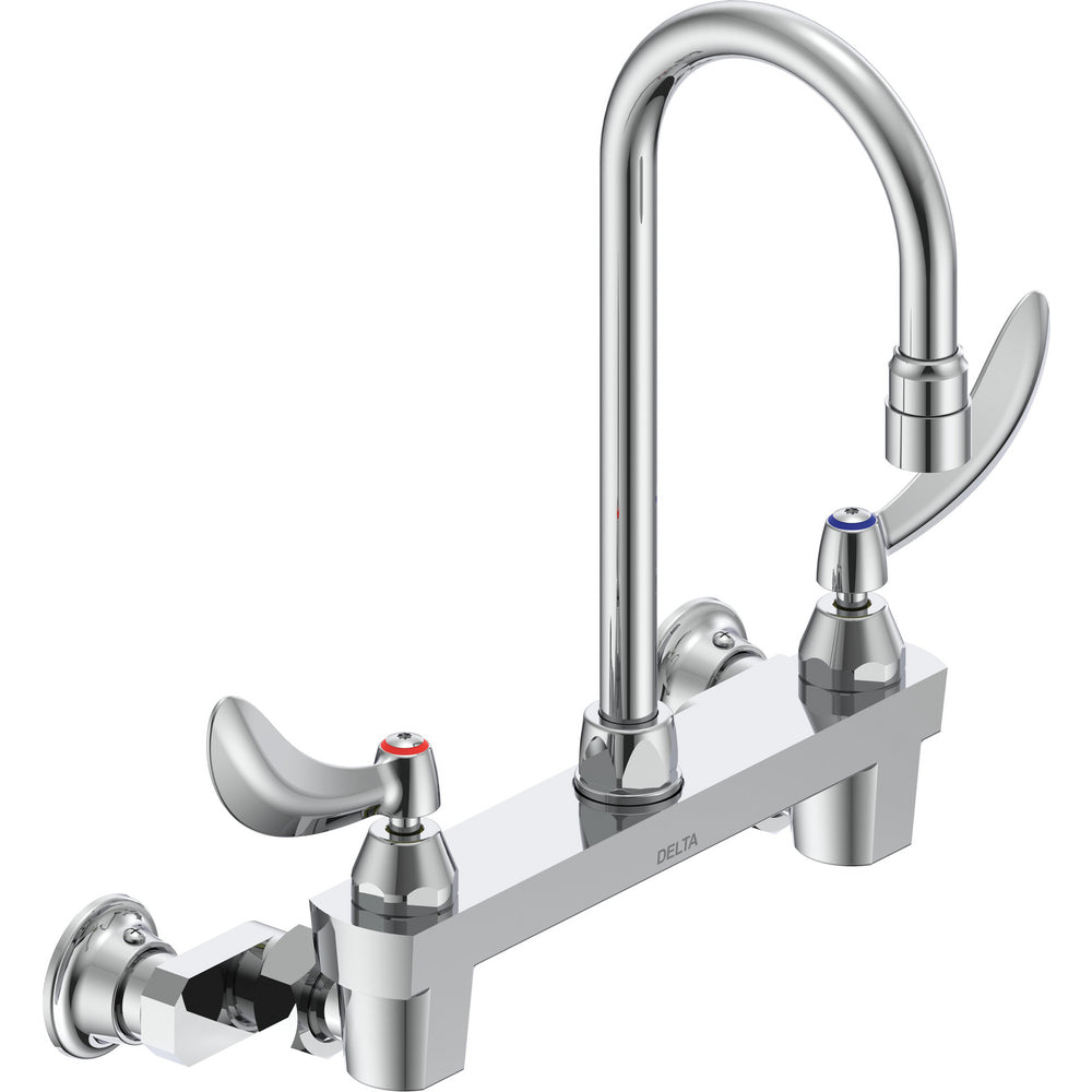 Delta Commercial 28C4934-AC-R2 Two-Handle Wall-mount Sink Faucet with Gooseneck Spout