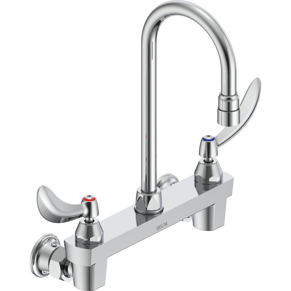 Delta Commercial 28C4934-R2 Two-Handle Wall-mount Sink Faucet with Gooseneck Spout