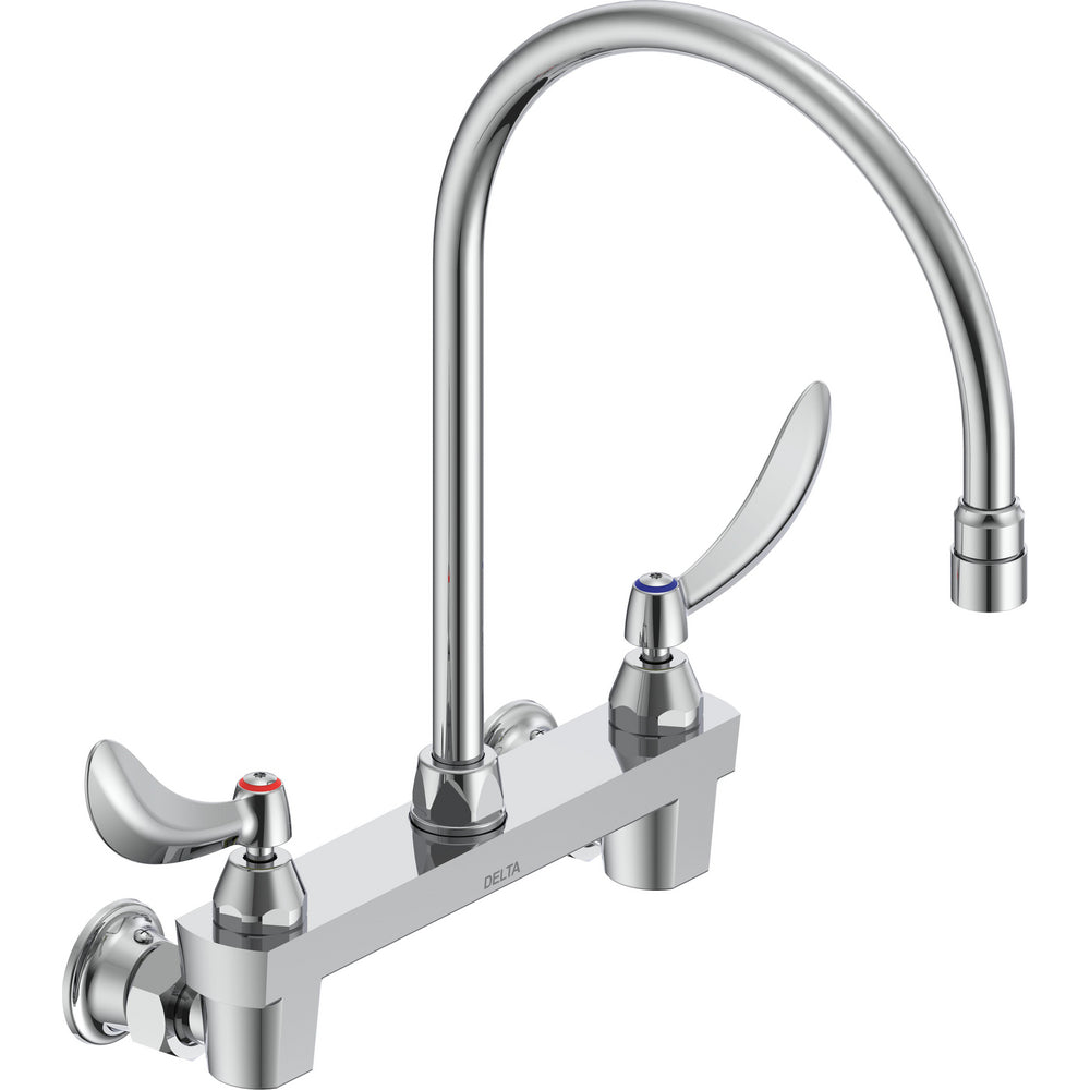 Delta Commercial 28C4934-R7 Two-Handle Wall-mount Sink Faucet with Gooseneck Spout