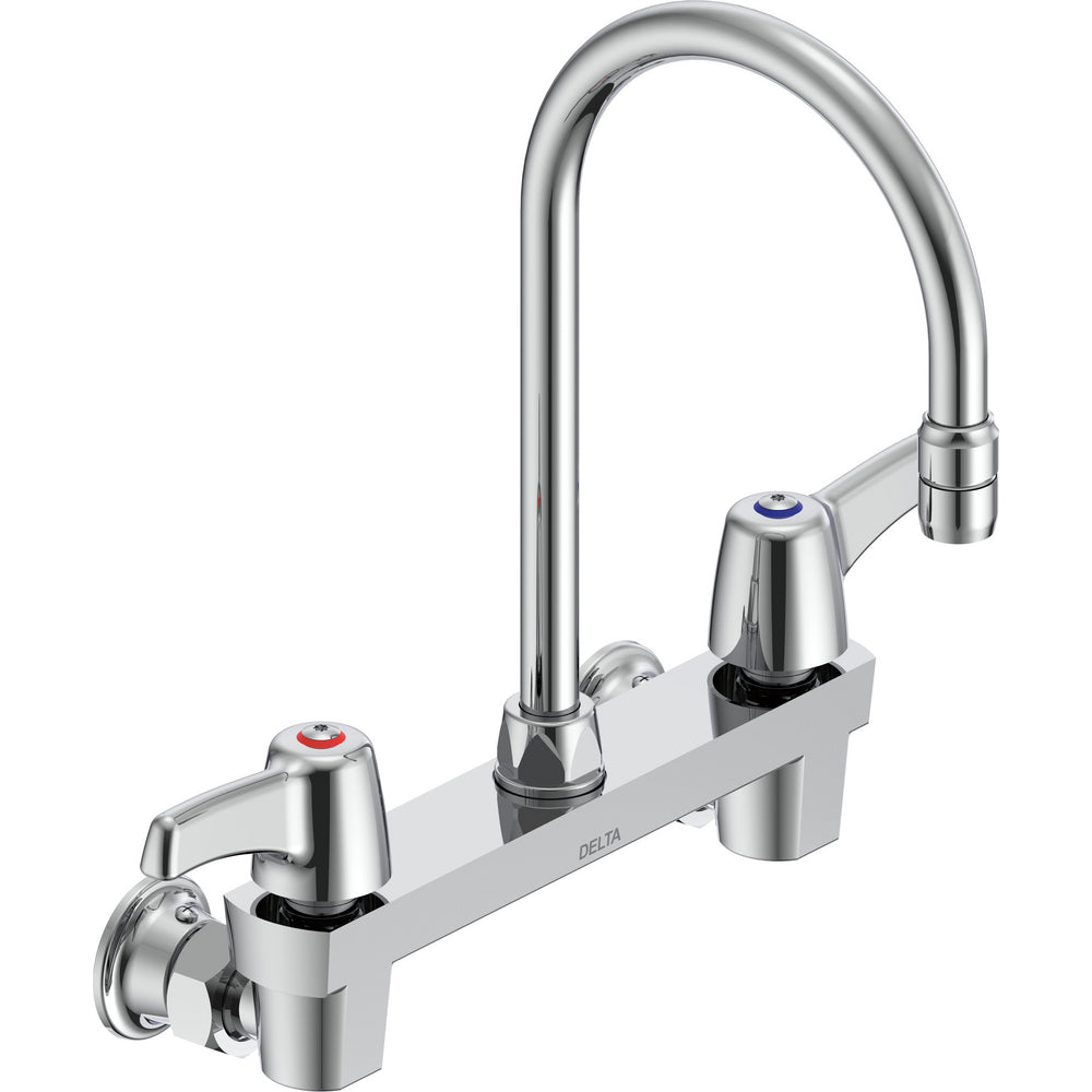 Delta Commercial 28C4943 Two-Handle Wall-mount Sink Faucet with Gooseneck Spout