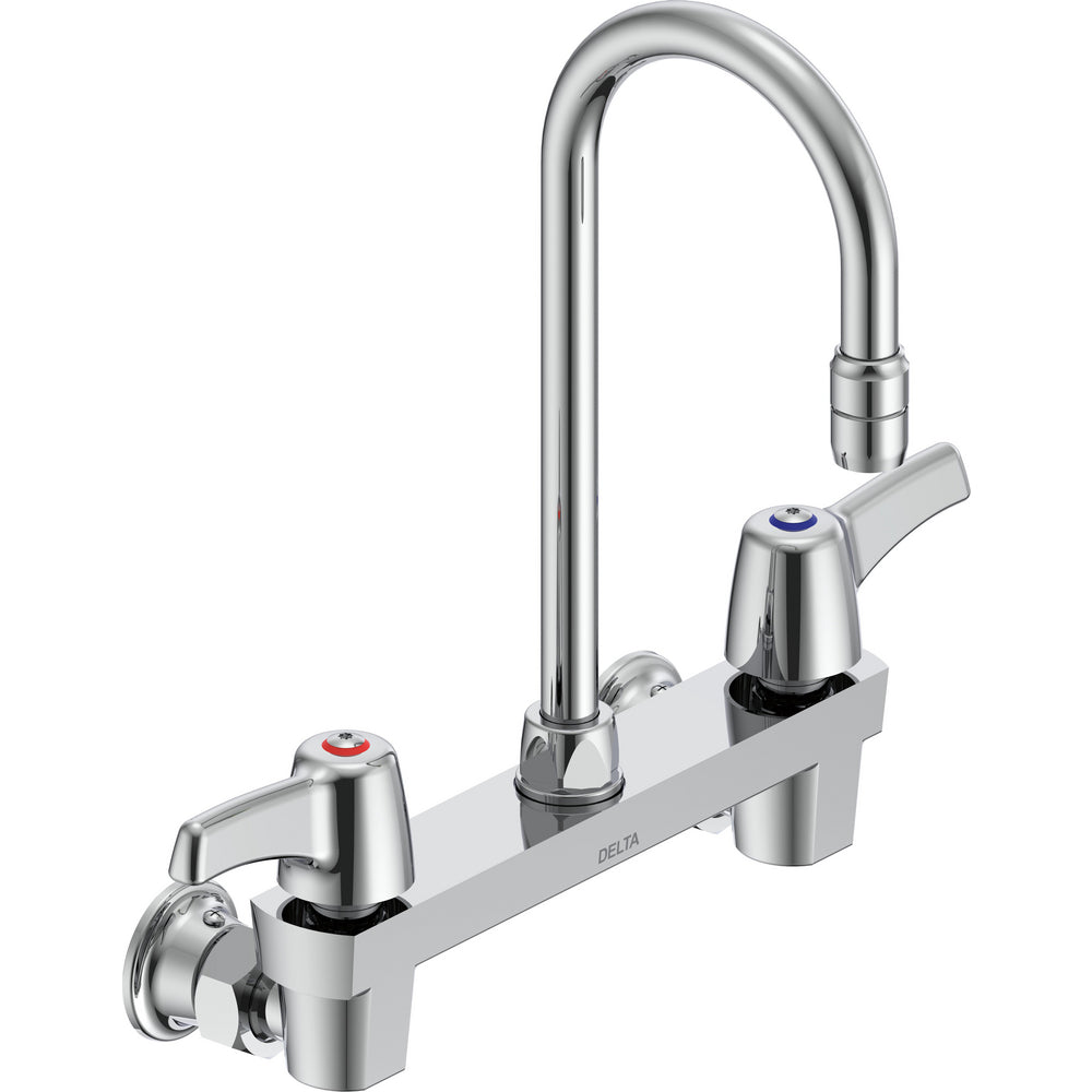 Delta Commercial 28C4943-R2 Two-Handle Wall-mount Sink Faucet with Gooseneck Spout