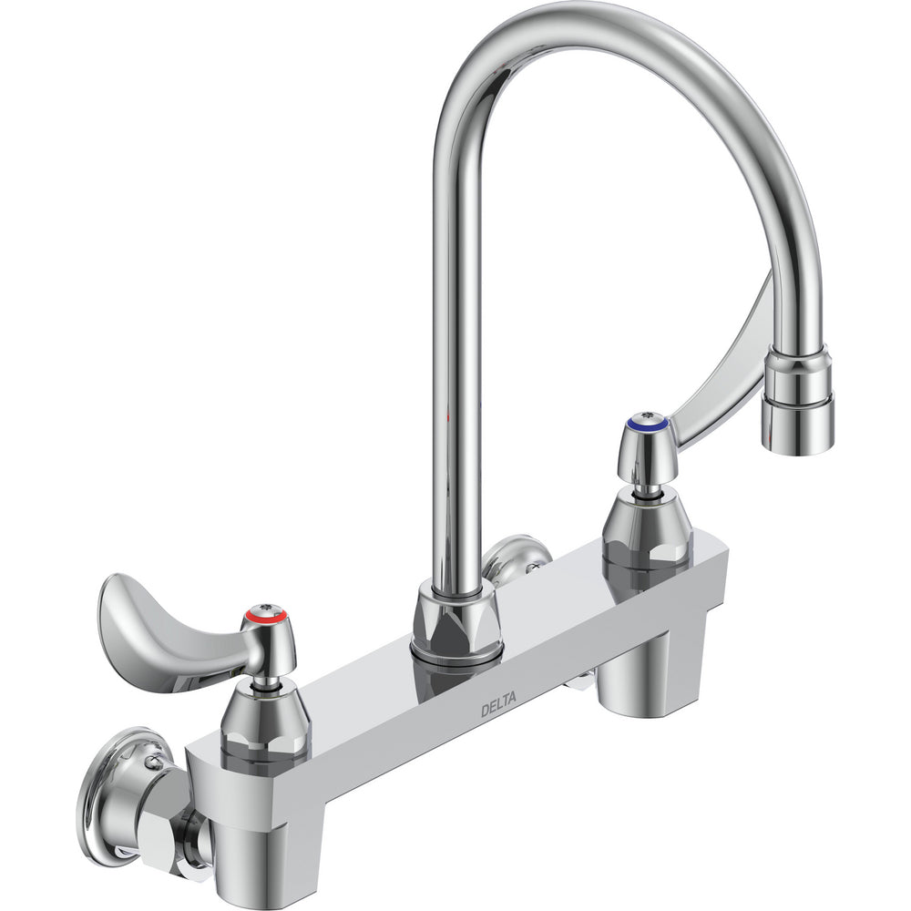 Delta Commercial 28C4944 Two-Handle Wall-mount Sink Faucet with Gooseneck Spout
