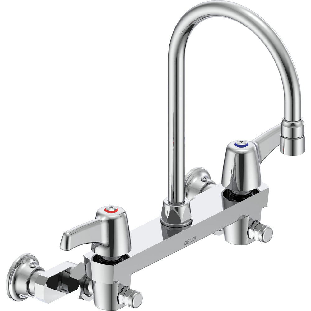 Delta Commercial 28C6933-AC Two-Handle Wall-mount Service Sink Faucet with Gooseneck Spout