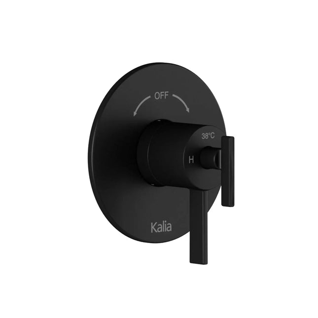 Kalia RoundOne 2-Way AQUATONIK Type T/P 1/2'' Coaxial Valve with Diverter and Round Decorative Trim Matte Black BF1585-160 - Plumbing Market