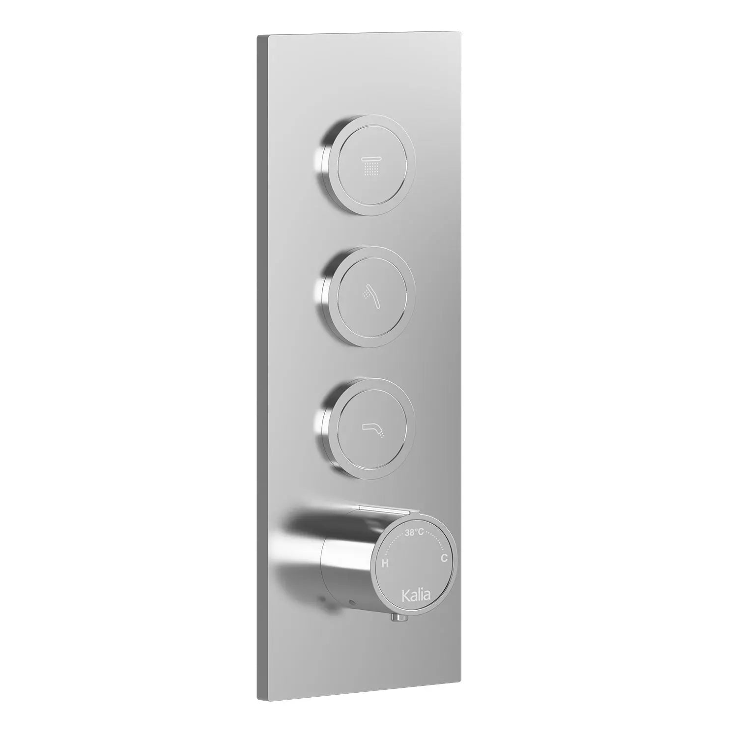 Kalia 3-Way AQUATONIK Type T/P 1/2'' Push-Button Valve with Square Decorative Trim Chrome BF2062-110 - Plumbing Market