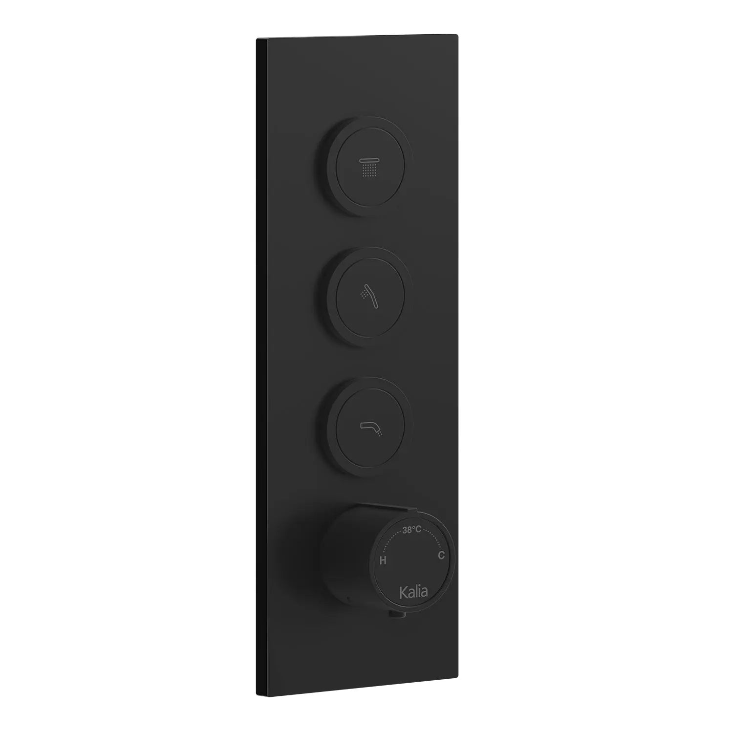 Kalia 3-Way AQUATONIK Type T/P 1/2'' Push-Button Valve with Square Decorative Trim Matte Black BF2062-160 - Plumbing Market