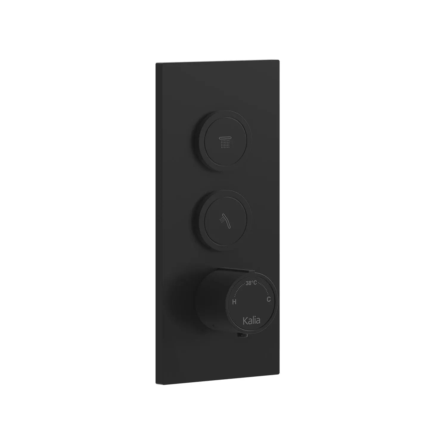 Kalia 2-Way AQUATONIK Type T/P 1/2'' Push-Button Valve with Square Decorative Trim Matte Black BF2063-160 - Plumbing Market