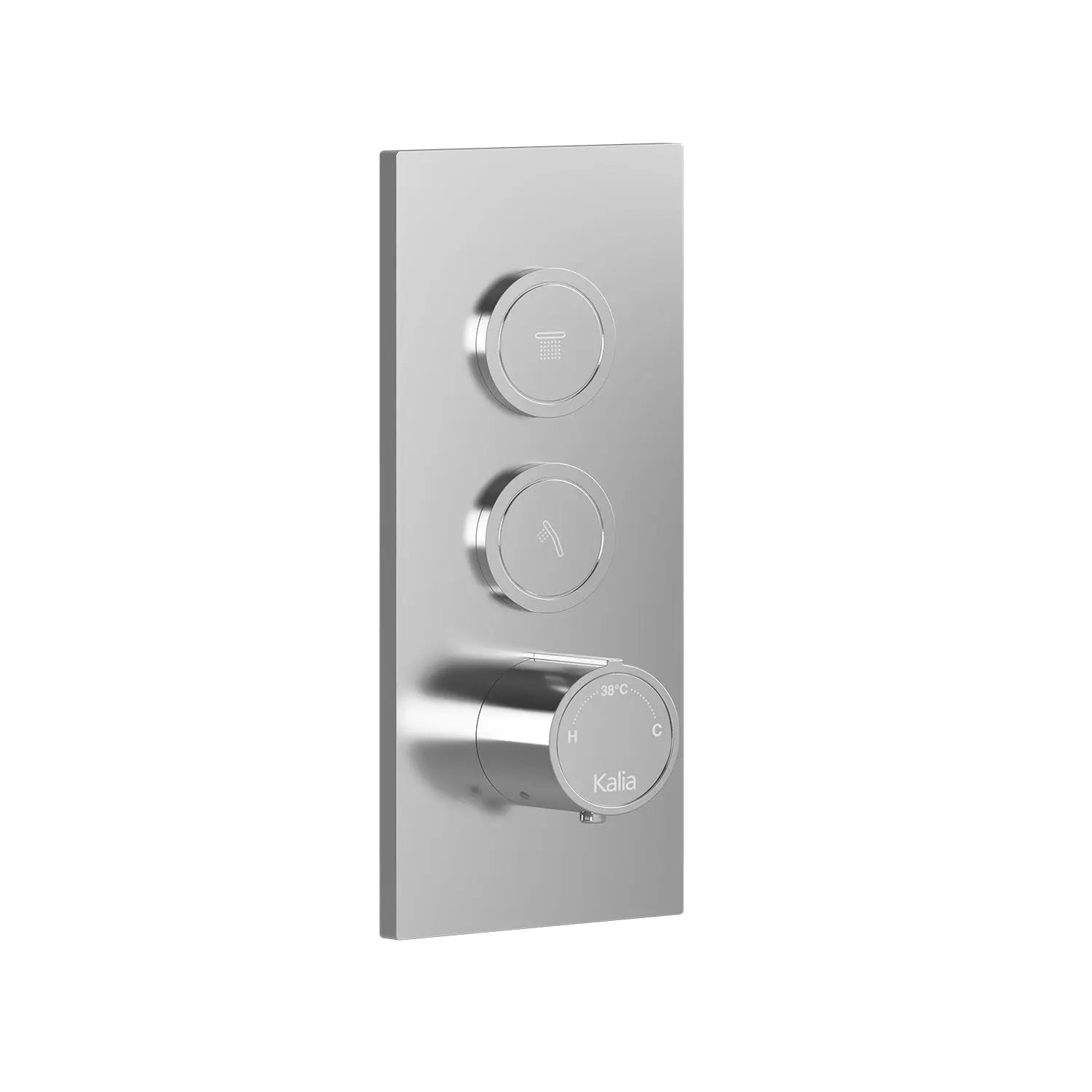 Kalia 2-Way AQUATONIK Type T/P 1/2'' Push-Button Valve with Square Decorative Trim Pure Nickel PVD BF2063-125 - Plumbing Market