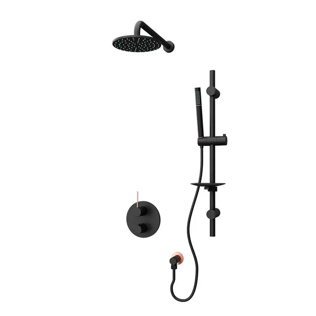 Rubi Kronos 1/2’’ Therm. Shower Set 2 Way Div. Xvtr69R Black And Cop- Per RKR811BKU - Plumbing Market