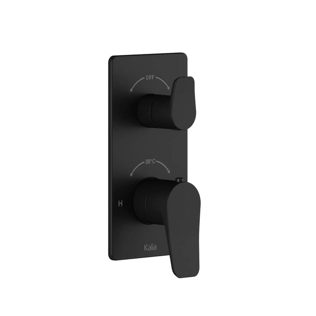 Kalia MOROKA  3-Way AQUATONIK Type T/P 1/2'' Valve with Diverter and Round Decorative Trim Matte Black BF1920-160 - Plumbing Market