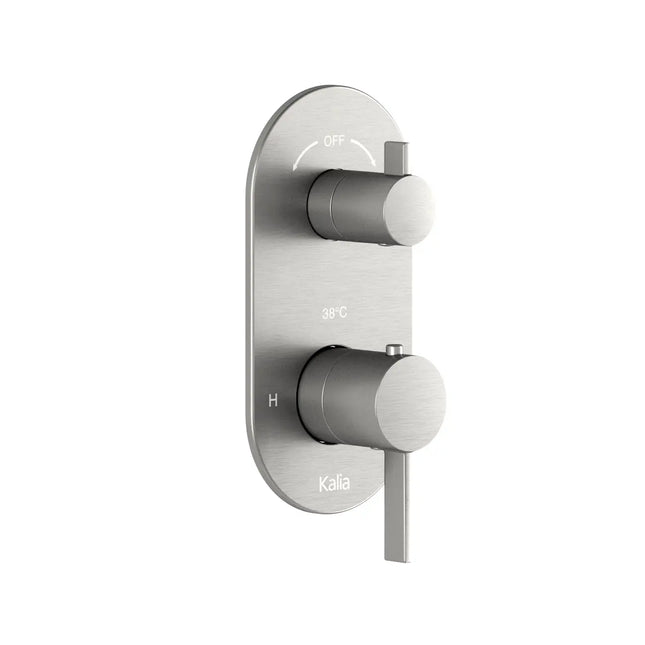 Kalia RoundOne3-Way AQUATONIK Type T/P 1/2'' Valve with Diverter and Round Decorative Trim Pure Nickel PVD BF1579-125 - Plumbing Market