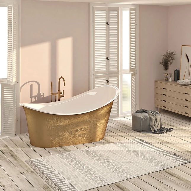 Zitta Bathtub Evora freestanding gold 72 1/2" x 37 9/16" x 33 1/2", acrylic, Slik Portfolio collection TEO7235FA005 - Plumbing Market