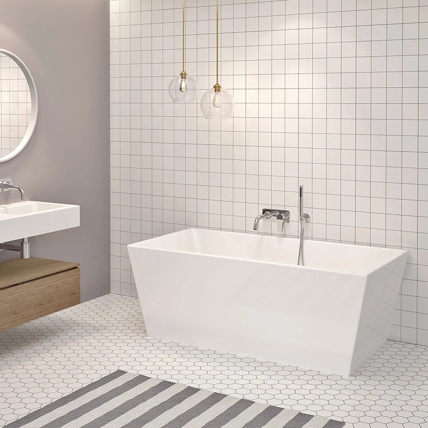 Zitta Bathtub Alya freestanding white 62 3/4" x 31 3/8" x 23 1/2", acrylic, Zitta collection TAY6330FA001 - Plumbing Market
