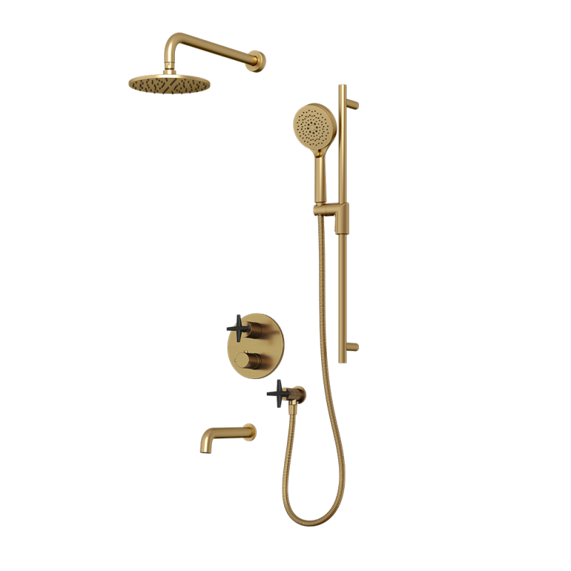Rubi Lexa 1/2" Thermostatic Shower Set with 8" Shower Head and 16" Horizontal Arm RLX2A21-13N
