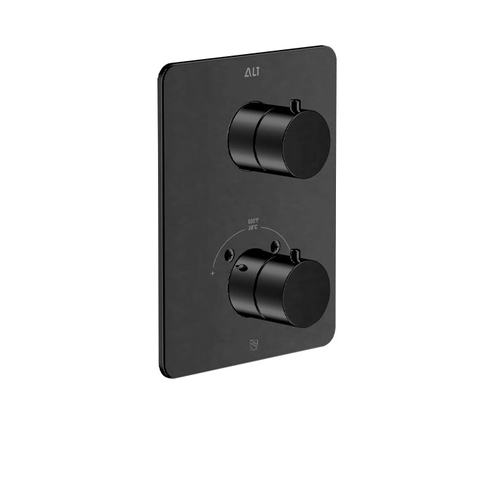 ALT Via Dante Trim Set for Uniplex Thermostatic Valve – 3-Way Diverter Non-Shared 30883 in Electro Black