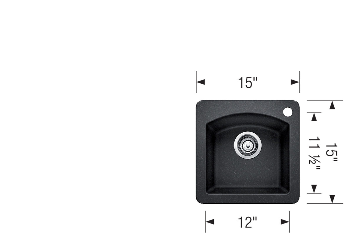 Blanco Diamond Mini 15" Dual Mount SILGRANIT Kitchen Sink dimension drawing